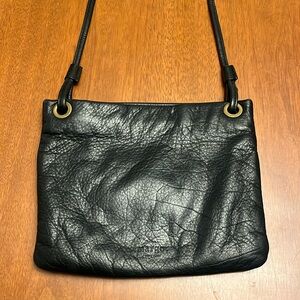 Margot Crossbody Purse Leather Black Zip Up Card Slat Inside Zipper Pocket Black